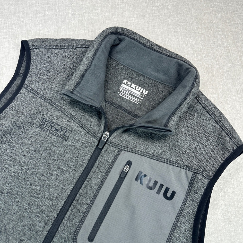 KUIU Vest Mens L Gray Base Camp High Loft Fleece Full Zip Outdoor Hiking EUC